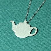 Image of Silver Whimsical Teapot Silhouette Necklace 