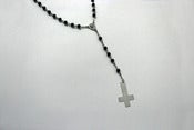 Image of INVERTED Silver Cross ROSARY Black