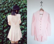 Image of vintage lace pink suit mini dress