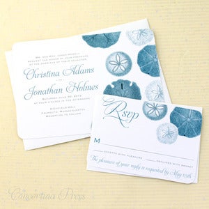 Image of Sand Dollar Beach Wedding Invitation - Sample