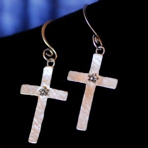 Image of Sterling Silver Cross Earrings