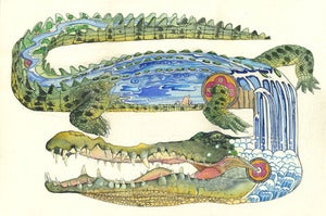 Image of Crocodile in the river - Print 
