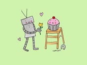 Image of Robot and Cupcake Print by CakeSpy