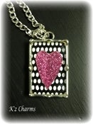Image of 1x1.5 Pink glitter heart solder charm