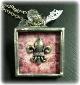 Image of 1.25 x 1.25 Brown Fleur de lis Shadow box Charm