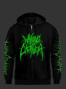 Image of Waking The Cadaver " Bodystack " Green Zipper Hoodie
