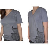 Image of V-Neck Shirt Bloogroup Motiv "Flower", Farbe dunkelgrau/slate 