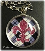 Image of Round Hot Pink Fleur de lis Charm