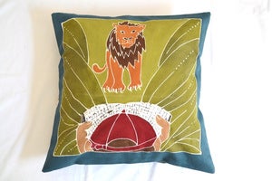 Image of Boys Safari Lion Surprise Handpainted kids cushion