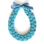 Image of Plait Necklace, hand-knitted - Azure Blue