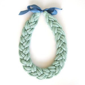 Image of Plait Necklace, hand-knitted - Sea Foam Green