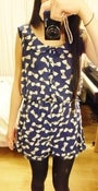 Image of Peter Pan Collar Bow Print Playsuit