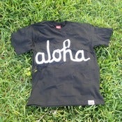 Image of ALOHA ARMY SCRIPT TEE BLK/WHT