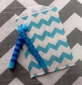 Image of Aqua Mini Chevron Treat Bags