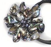 Image of Dahlia Mother of Pearl and Leather Necklace