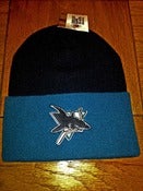 Image of VINTAGE SAN JOSE TEAL BLACK 2 TONE BEANIE TOQUE BY LOGO 7
