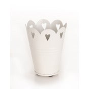 Image of White small planter with heart detail 