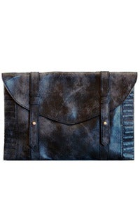 Image of 'Galaxy' Anthracite Distressed Leather Clutch