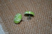 Image of Green Fabric Covered Button Earrings - with a FREE ring!