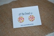 Image of Orange & Pink Fabric Covered Button Earrings - with a FREE ring!