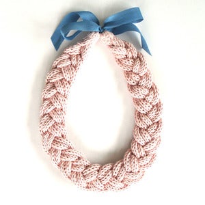 Image of Plait Necklace, hand-knitted - Pale Pink