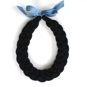Image of Plait Necklace, hand-knitted - Black