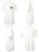 Image of Cats and Triangles LTD Small Black Chest Print on White Tee