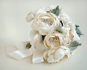 Image of White and Ivory Petite Silk Fabric Bouquet