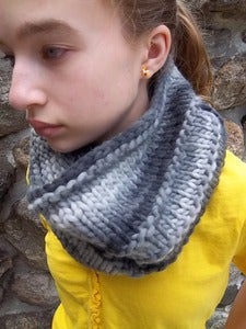 Image of Shades of Gray Hand knitted Cowl...or Mowl (its unisex!)