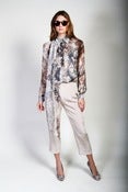 Image of Printed Chiffon Scarf Neck Blouse