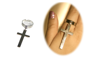 Image of Awesome Silver Cross Pendant Ring