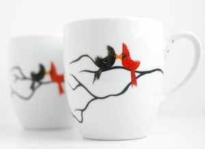 Image of Love Birds Coffee Mugs-Personalized with your names