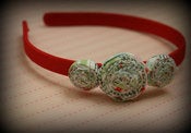 Image of cherry fun - fabric rosettes hairband
