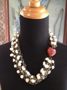 Image of Chunky Chain Pearl Heart Necklace