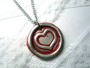 Image of Valentine painted heart color of your choice Wax seal necklace by Ritzy Misfit