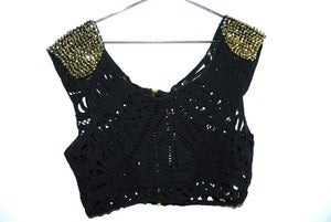 Image of BRAND NEW sass&bide metal rows crochet gold bejewelled top