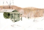 Image of Cabin and Pink Mountain