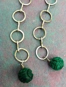 Image of Green Malachite Carved Earrings