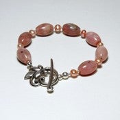 Image of Handmade Beaded Pink Opal Toggle Bracelet