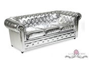 Image of Silver Tufted Chesterfield Sofa