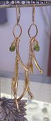 Image of Green amethyst earrings with gold charms
