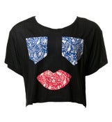 Image of Alien Face Applique T (black)