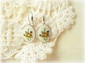 Image of Antique Silver Tapestry Floral Earrings 