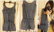 Image of Denim Zip-Front Playsuit 