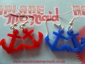 Image of Rockabilly Vintage Style Nautical Tattoo Acrylic Anchor Earrings 