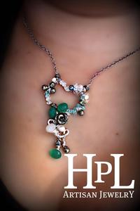 Image of Green Jade Valentine Heart Valentines Necklace