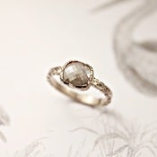 Image of 18ct white gold opaque diamond 'oblong cut' ring