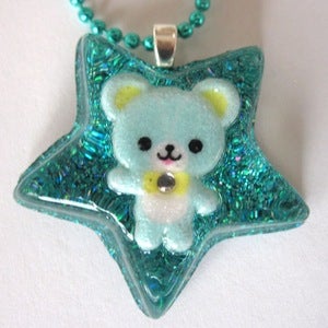 Image of Sweet Turquoise Bear Necklace - Star