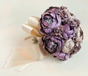 Image of Purple and Champagne Silk Fabric Petite Bouquet