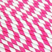 Image of Shocking Pink Striped Paper Straws